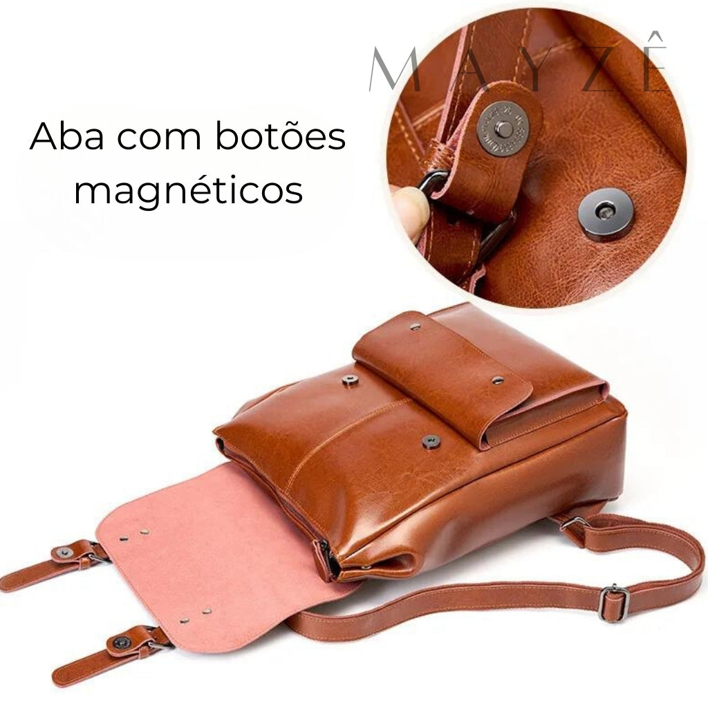 Mochila Couro Legítimo Acadêmica Ayla™